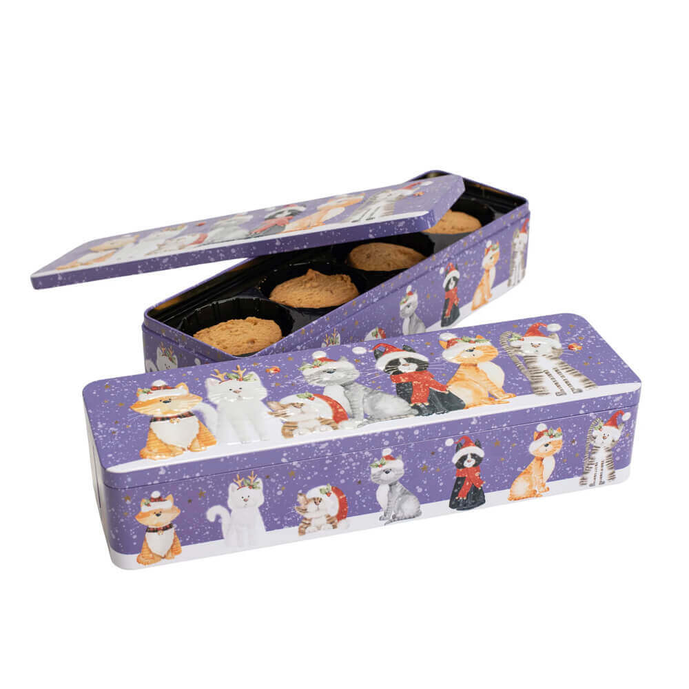 Farmhouse Biscuits Christmas Cat Stem Ginger Tin 225g